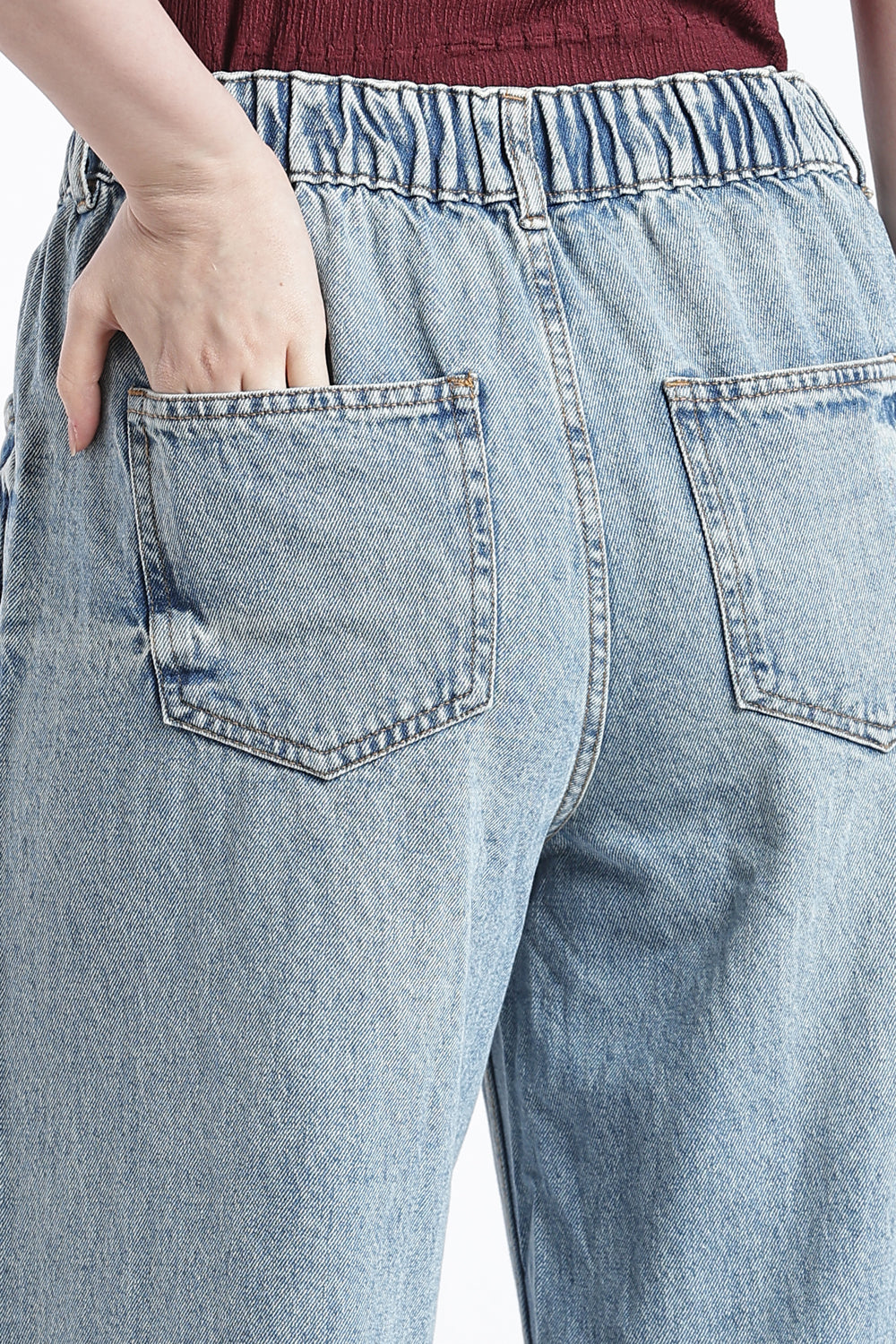 Light Blue Wide Leg Fit Jeans With 5 Pocket for Women - Image 3