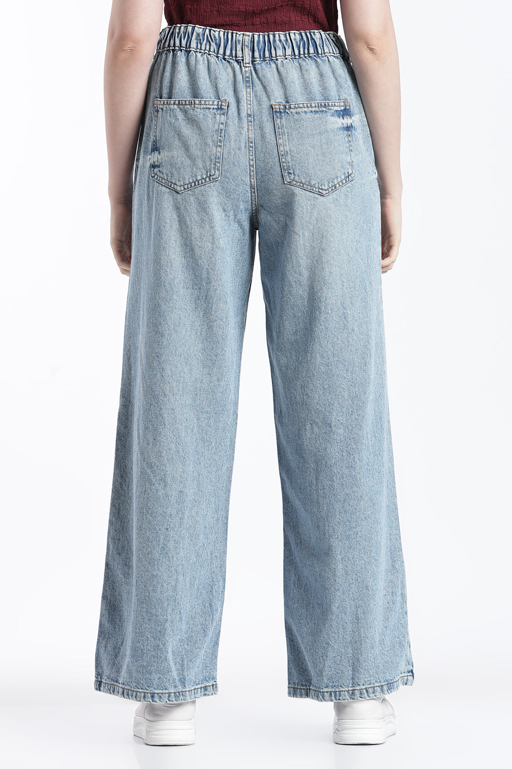 Light Blue Wide Leg Fit Jeans With 5 Pocket for Women - Image 5