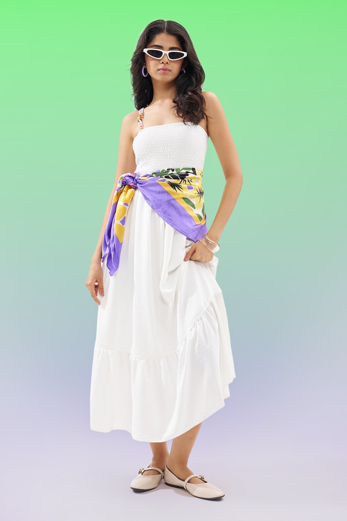 White Sleeveless Dress for Women - Image 1