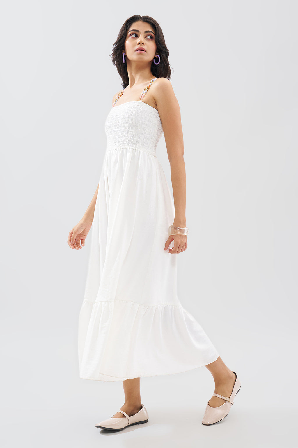 White Sleeveless Dress for Women - Image 4
