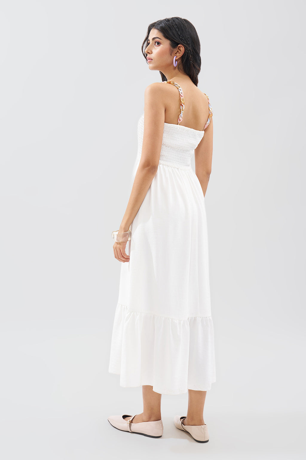 White Sleeveless Dress for Women - Image 5
