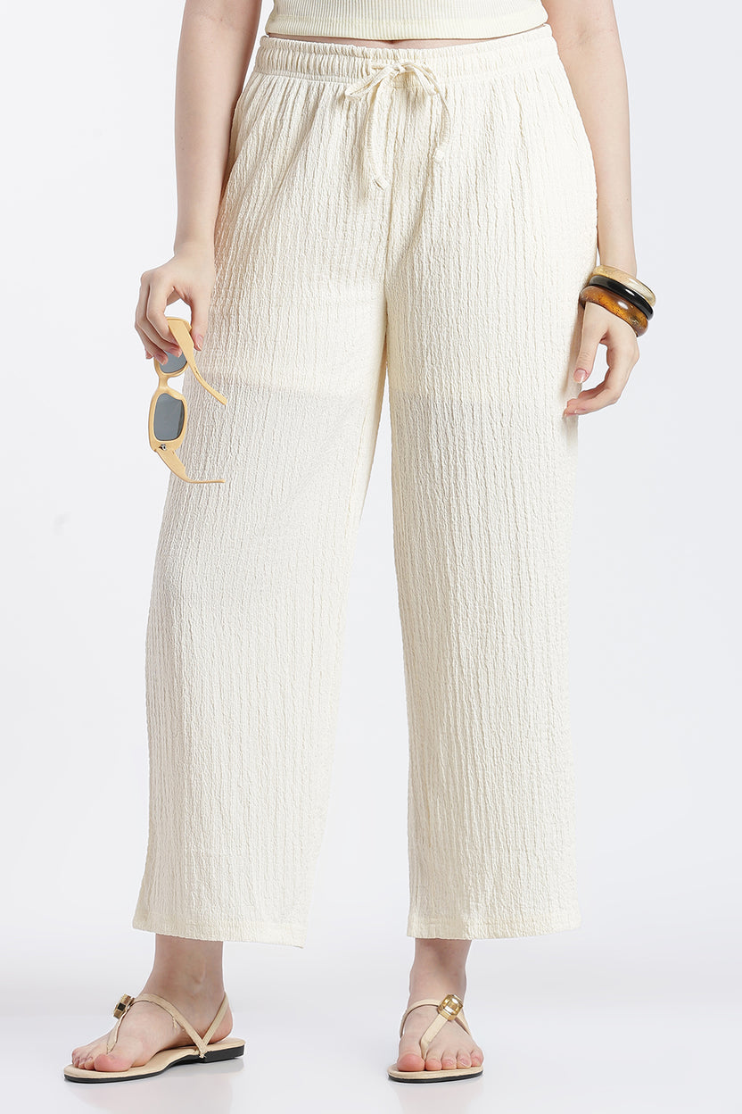 Cream Relaxed Fit Pant With 2 Pocket for Women - Image 1