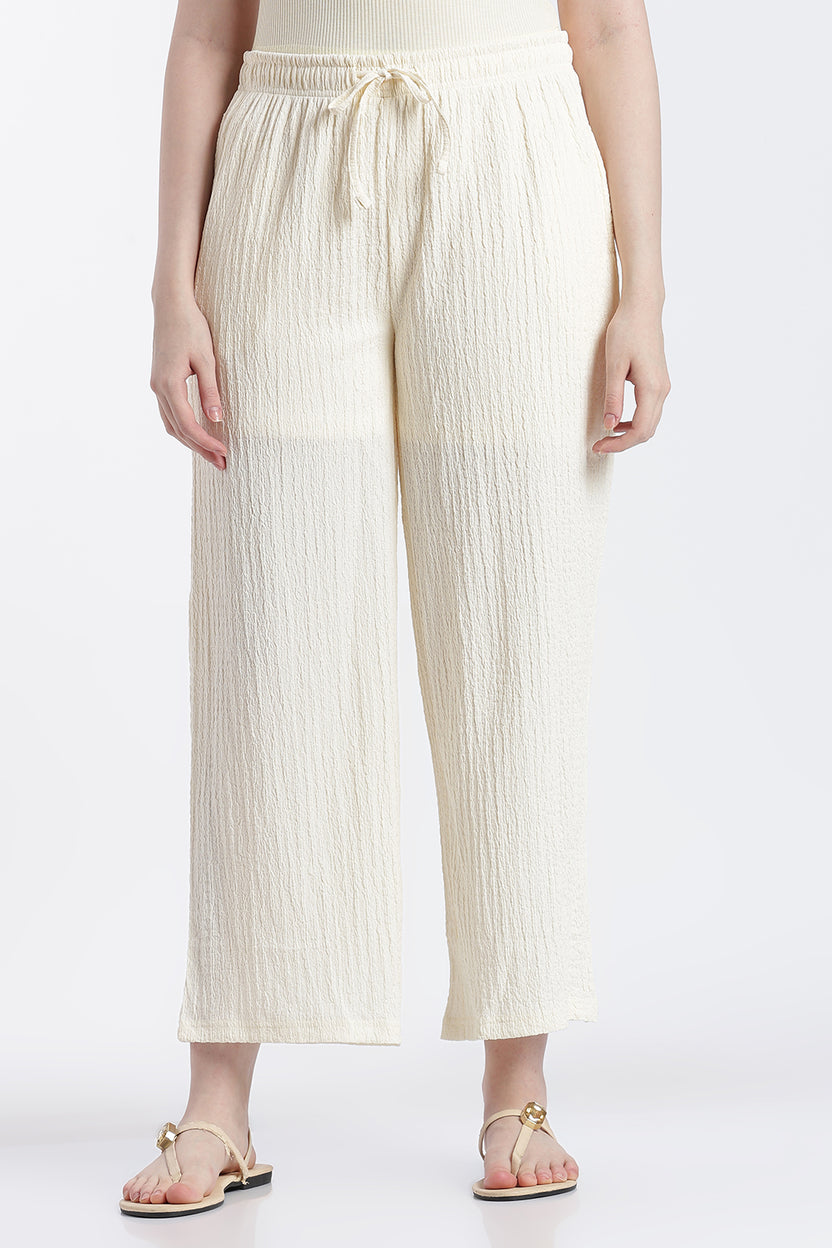 Cream Relaxed Fit Pant With 2 Pocket for Women - Image 2