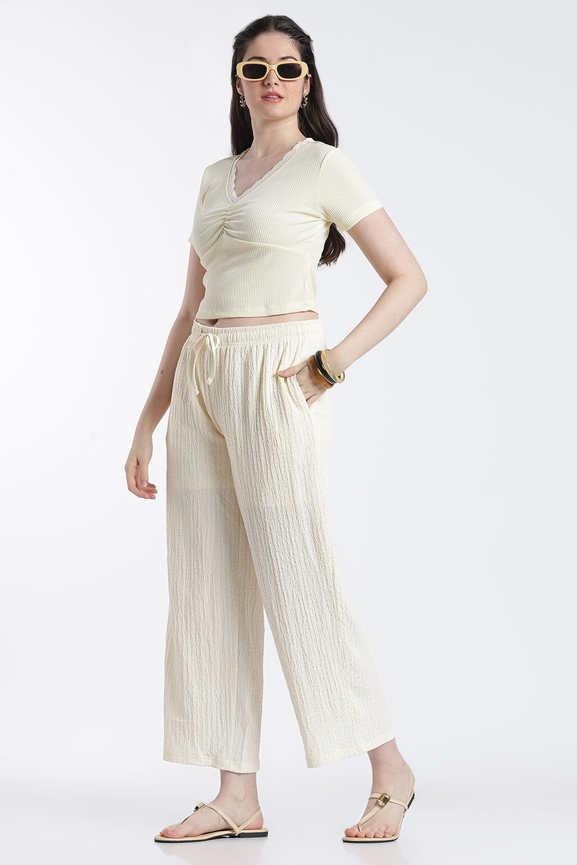 Cream Relaxed Fit Pant With 2 Pocket for Women - Image 6