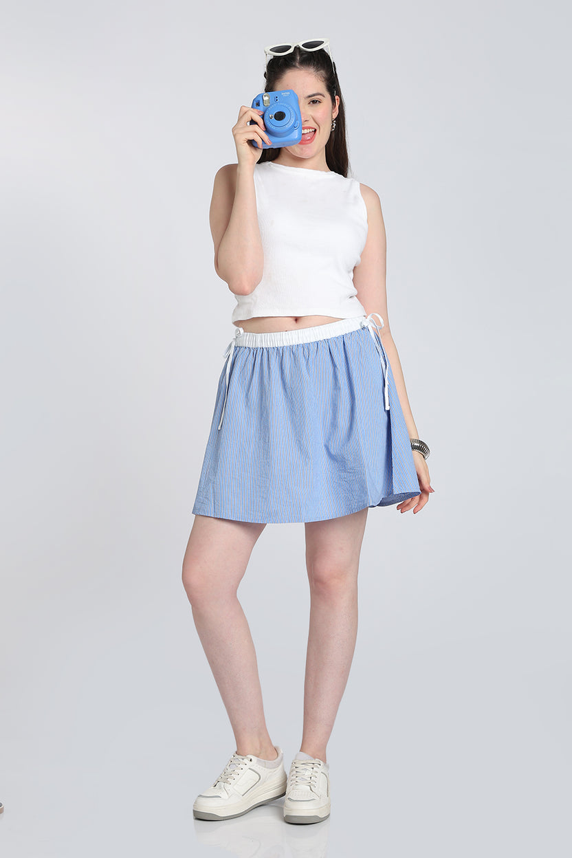 Blue Mid Rise Regular Fit Skirt for Women - Image 2