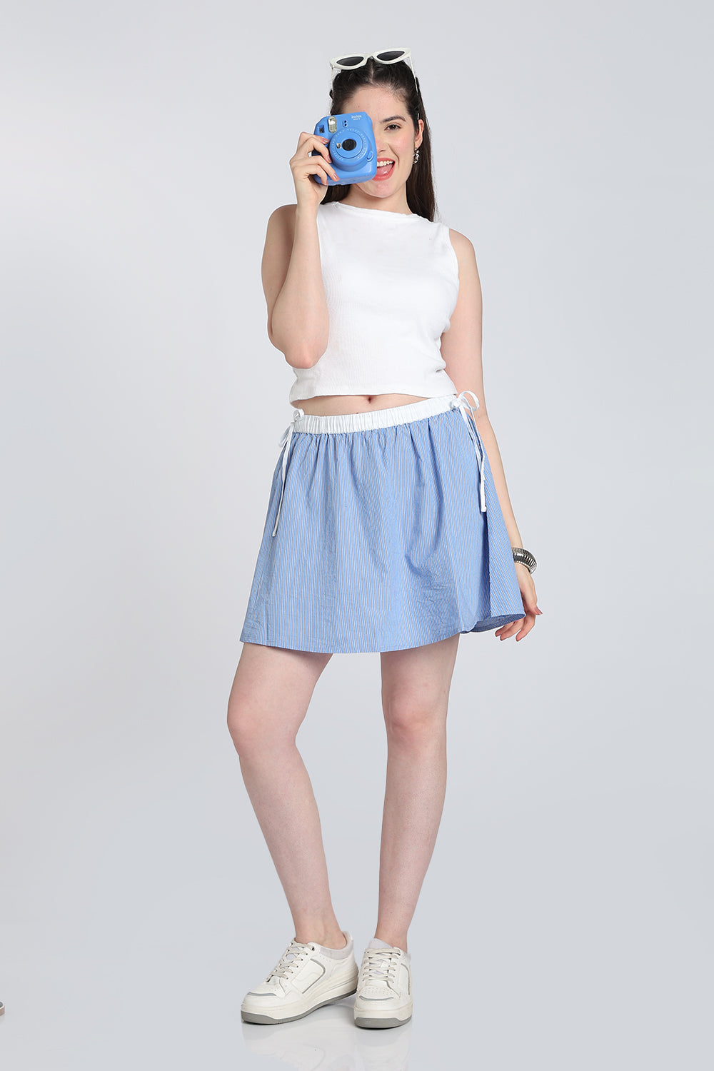 Blue Mid Rise Regular Fit Skirt for Women - Image 2