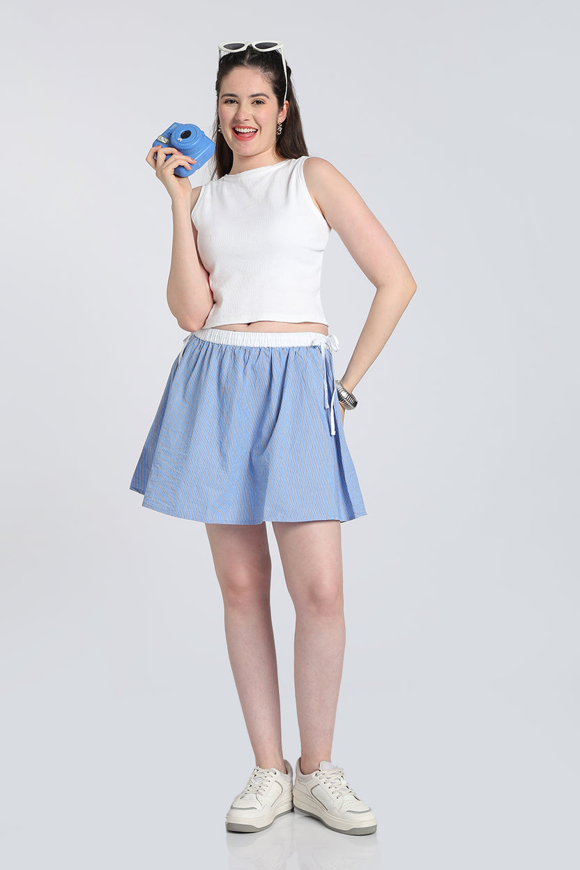Blue Mid Rise Regular Fit Skirt for Women - Image 6