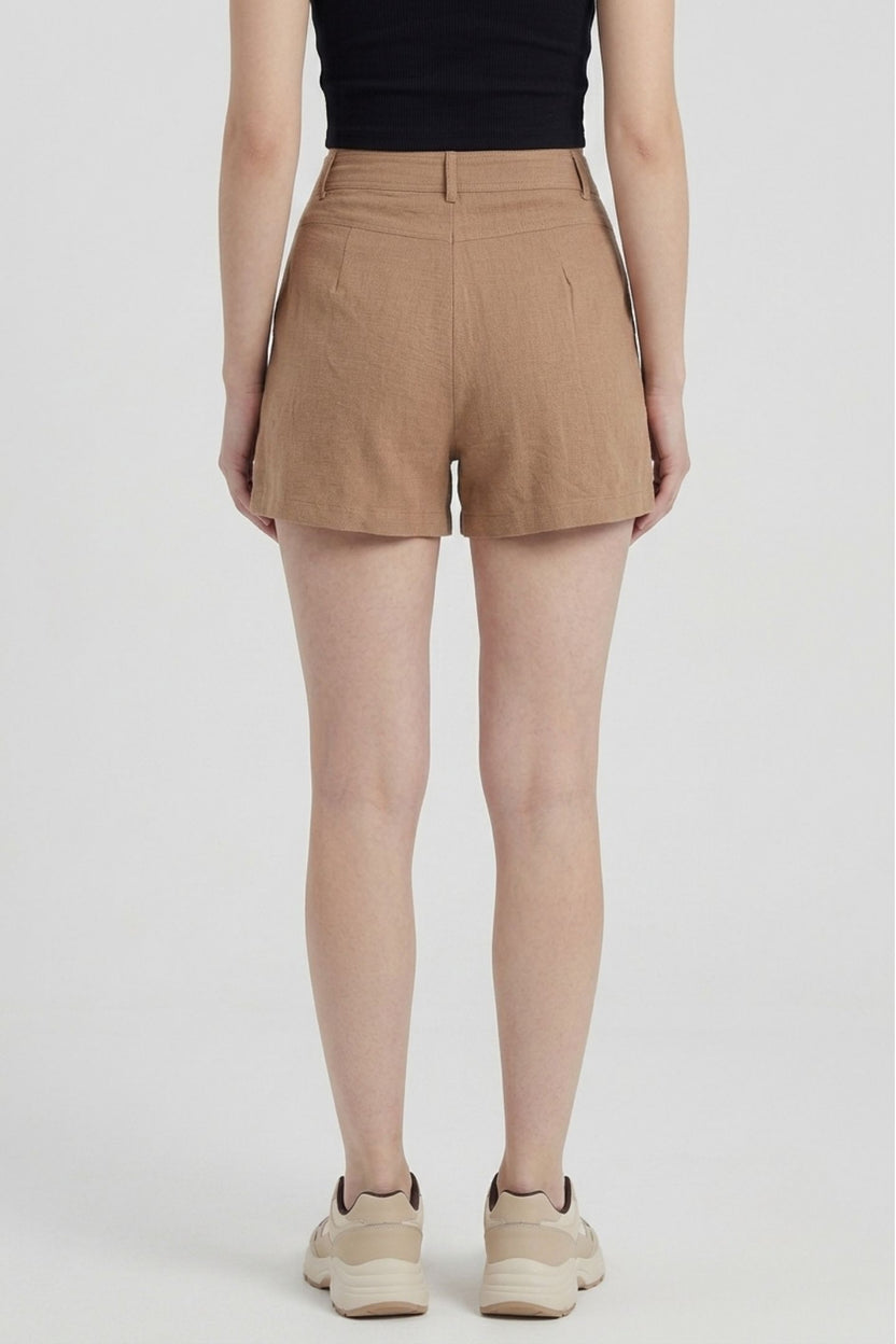 Beige Regular Fit Shorts With 2 Pocket for Women - Image 5