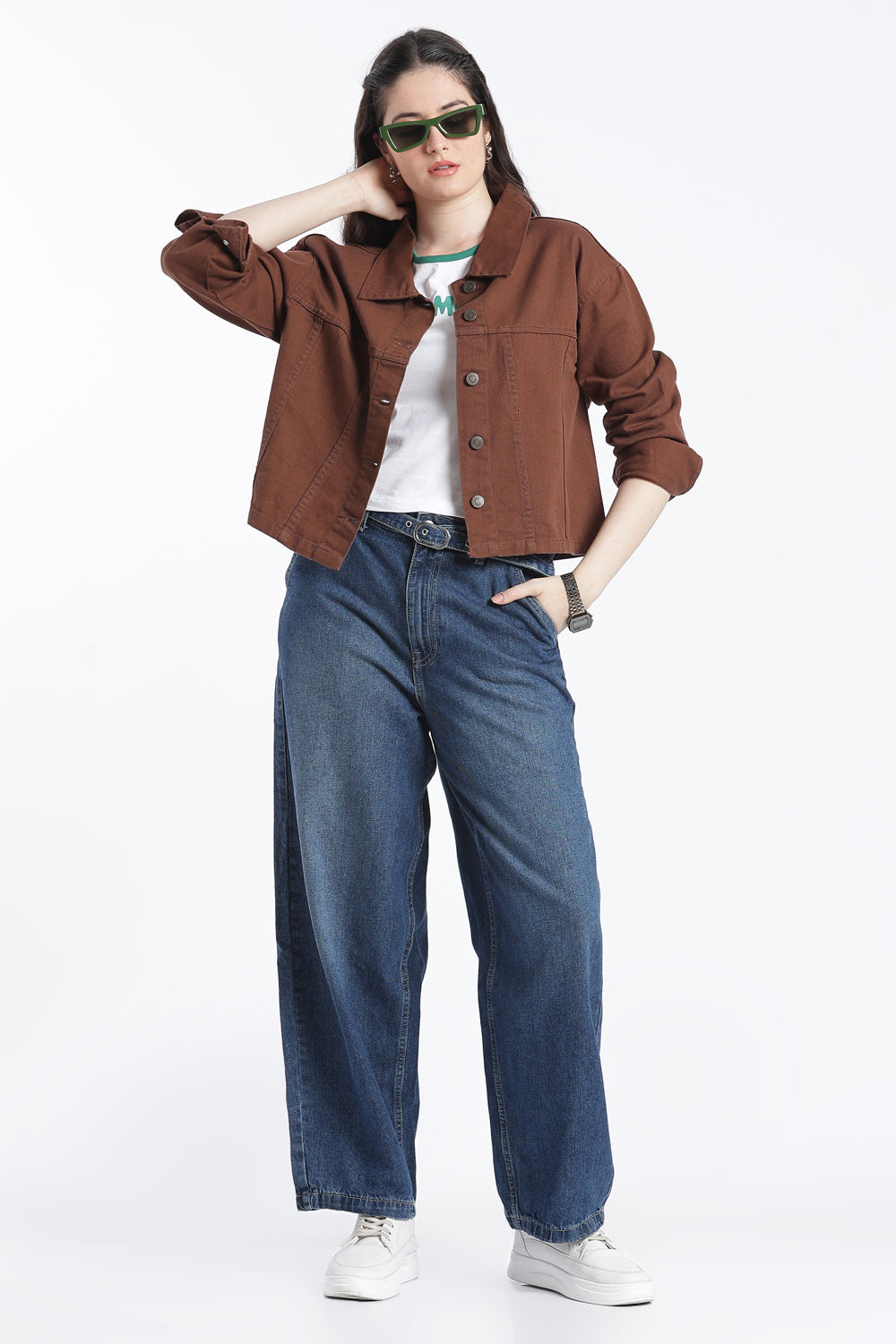 Brown Cotton Regular Fit Jacket for Women - Image 6