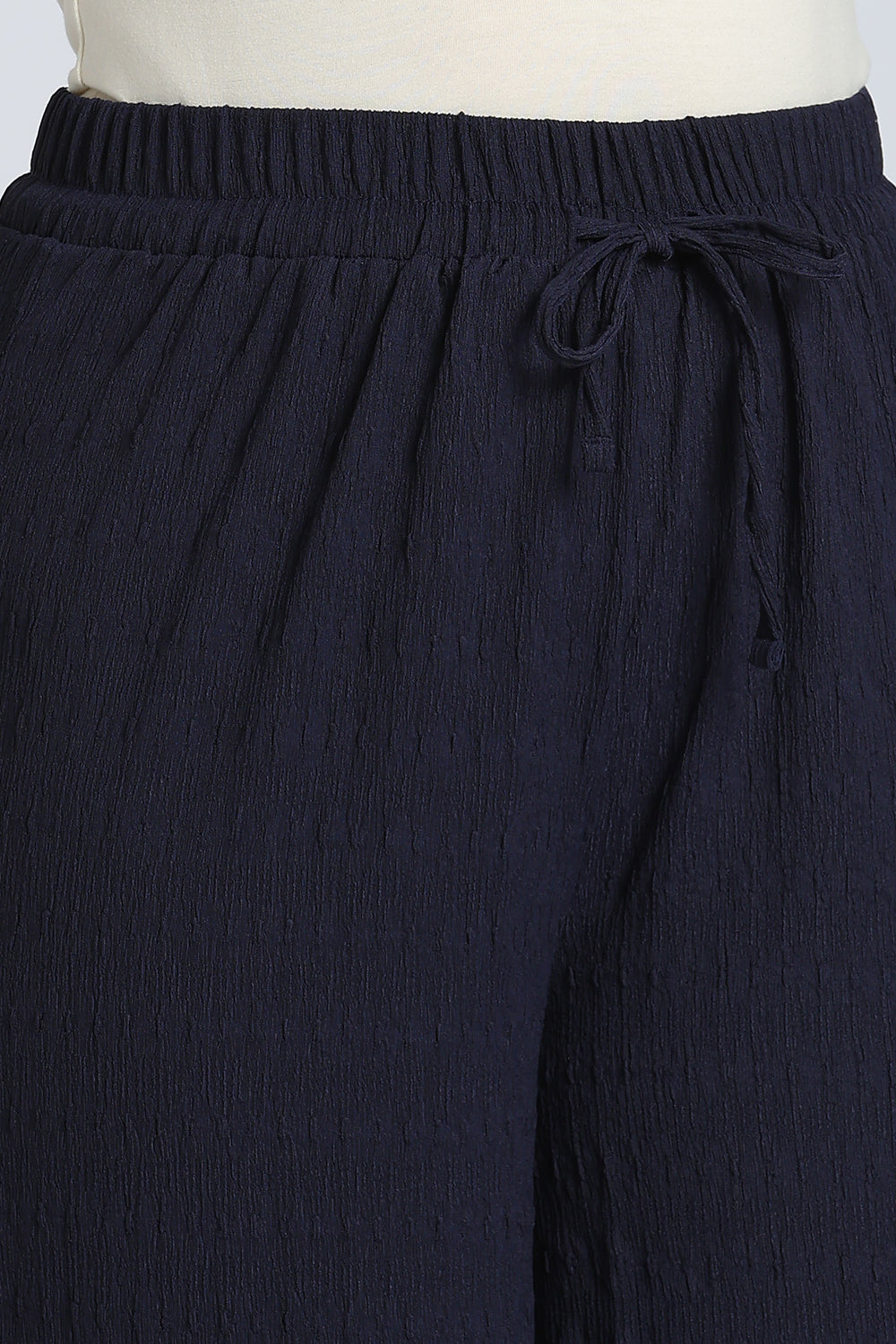 Navy Mid Rise Wide Leg Fit Casual Pant for Women - Image 7