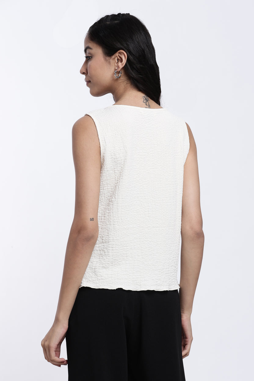 Off White Regular Fit Top For Women - Image 5