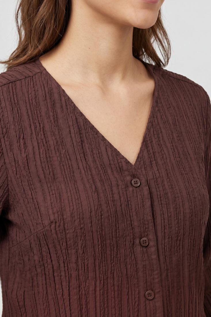 Brown Textured Regular Fit Top for Women - Image 3