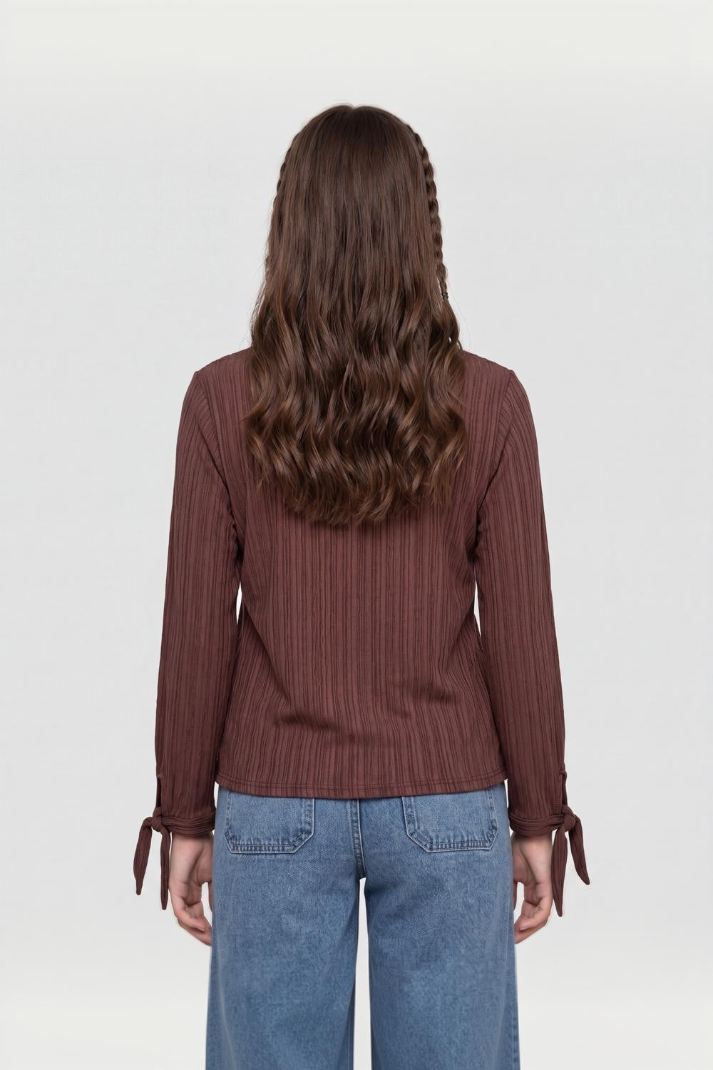 Brown Textured Regular Fit Top for Women - Image 5