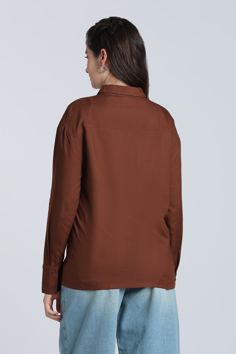 Brown Essential Wear Regular Fit Shirt for Women - Image 5