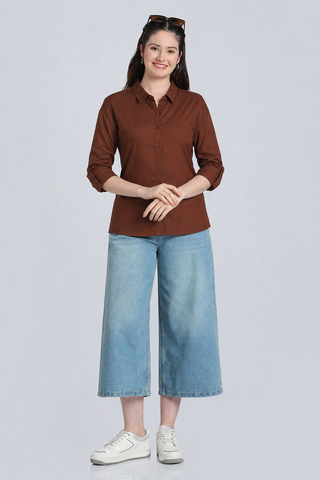 Brown Essential Wear Regular Fit Shirt for Women - Image 6