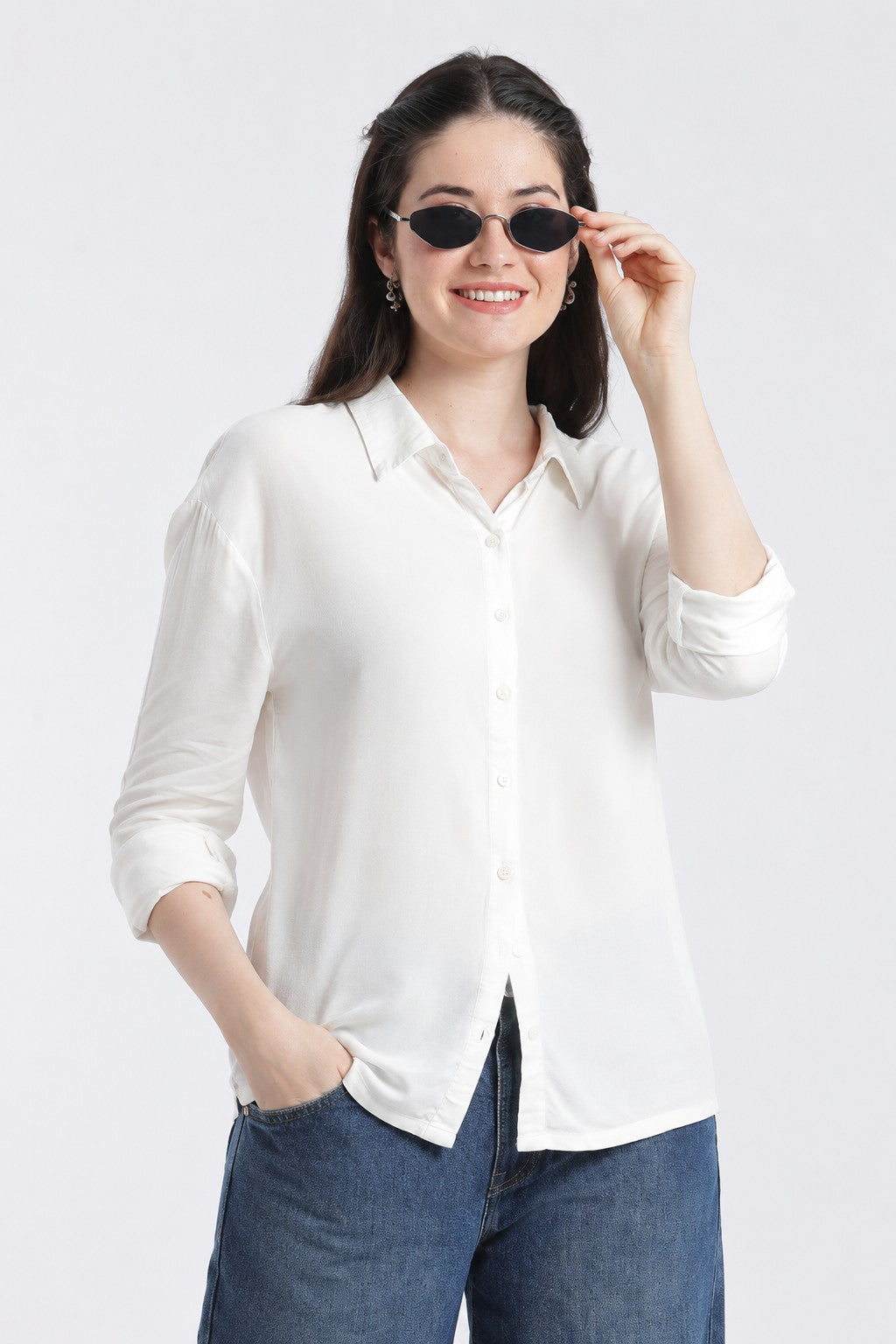 White Essential Wear Regular Fit Shirt for Women - Image 1