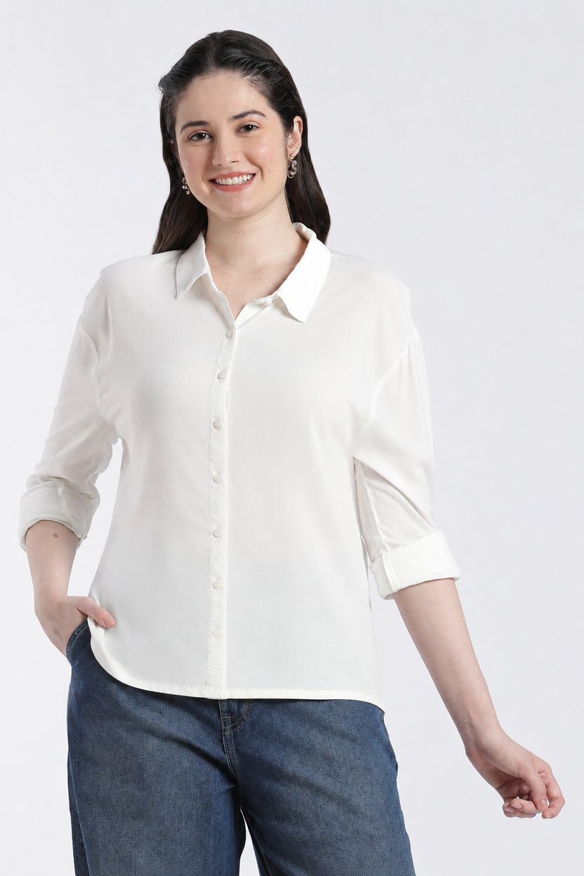 White Essential Wear Regular Fit Shirt for Women - Image 2