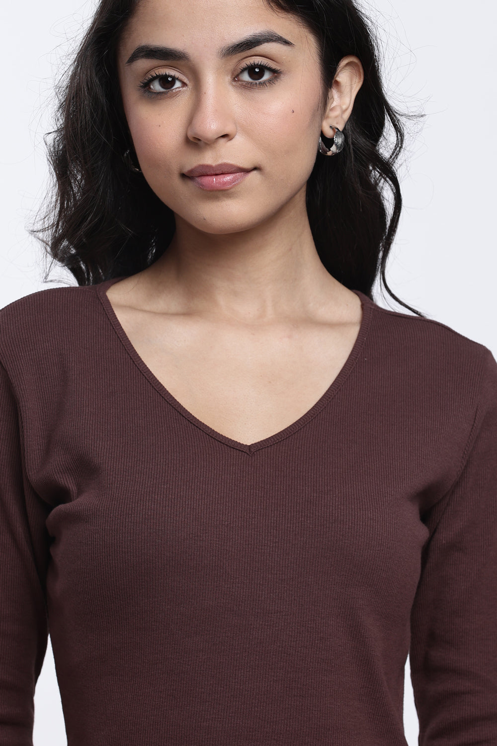 Chocolate Textured Crop T-Shirt for Women - Image 3