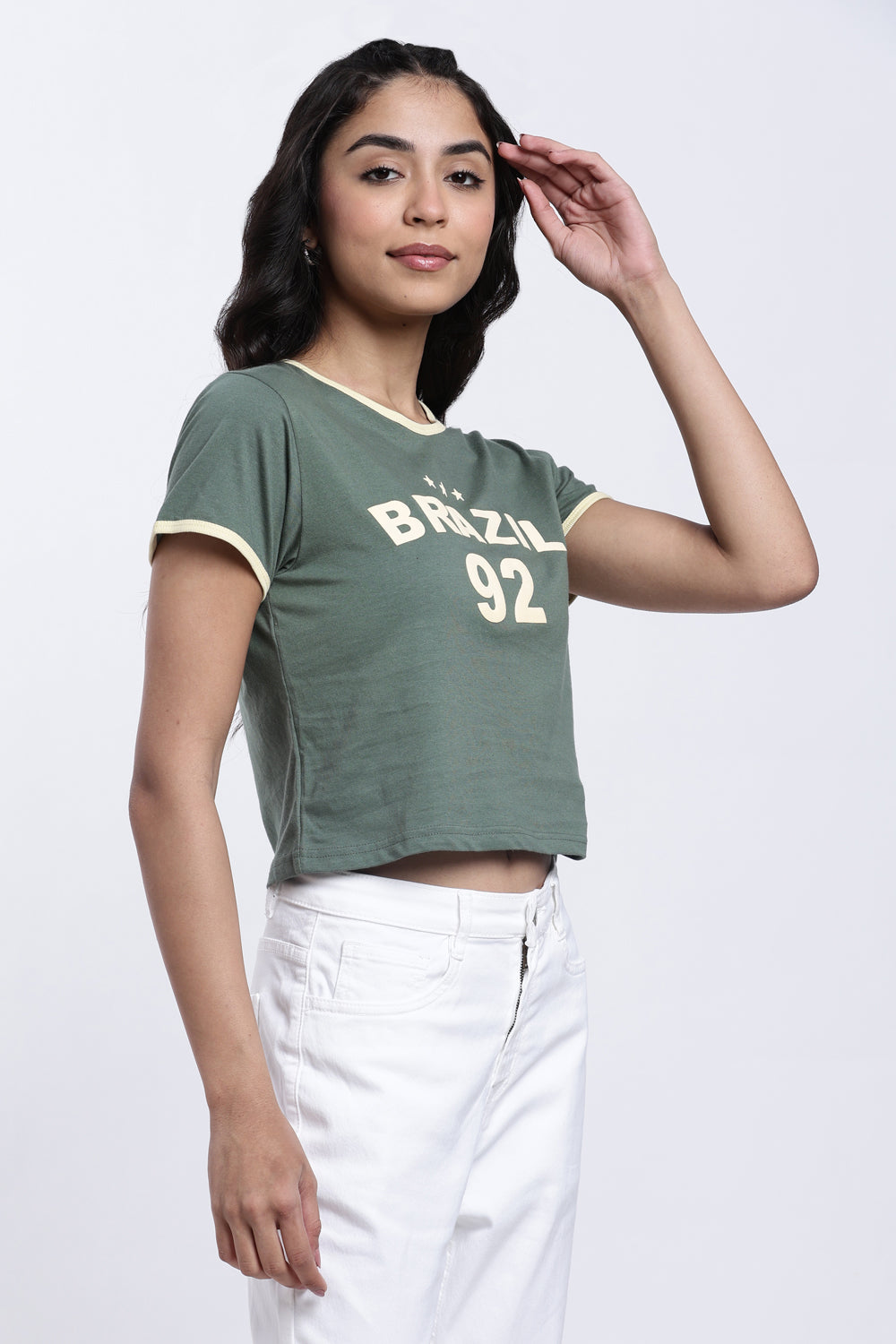 Green Letter Regular Fit T-Shirt For Women - Image 4