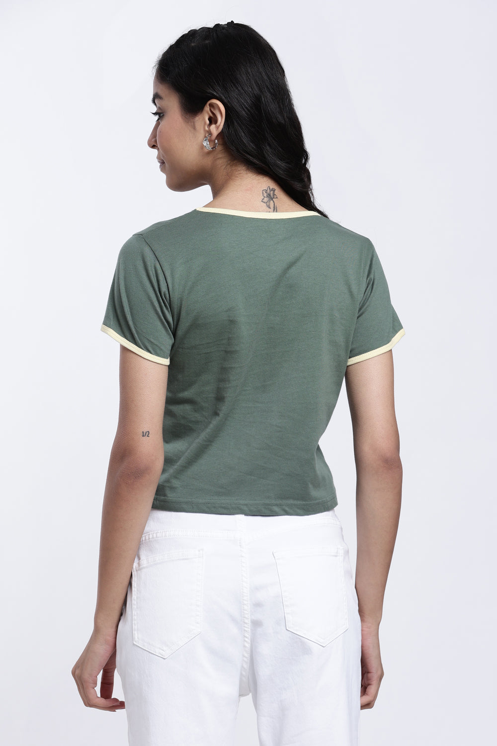 Green Letter Regular Fit T-Shirt For Women - Image 5