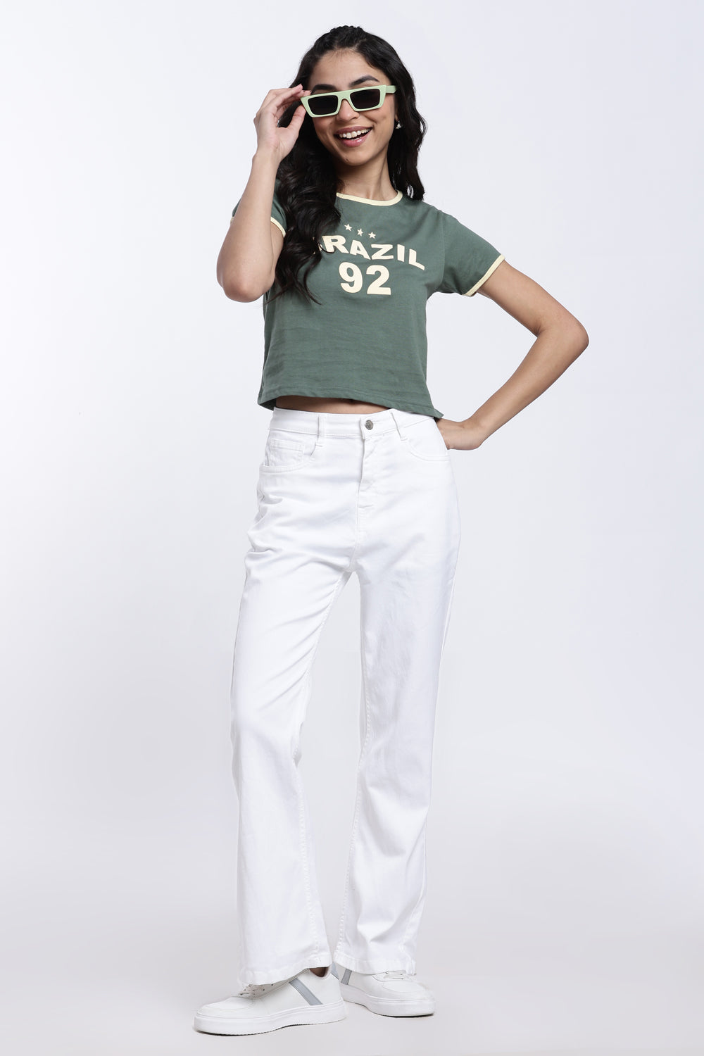 Green Letter Regular Fit T-Shirt For Women - Image 6