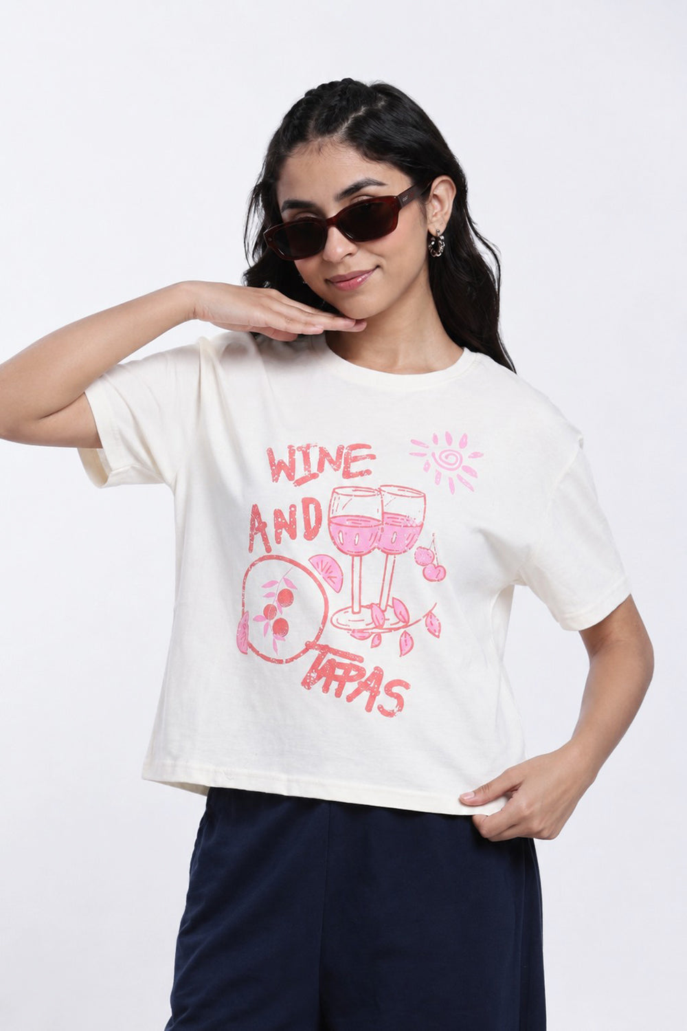 White Graphic Regular Fit T-Shirt for Women - Image 1