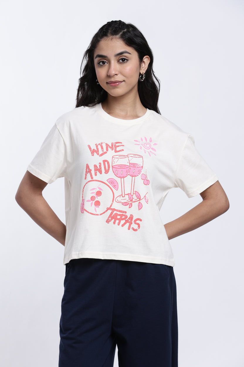 White Graphic Regular Fit T-Shirt for Women - Image 2