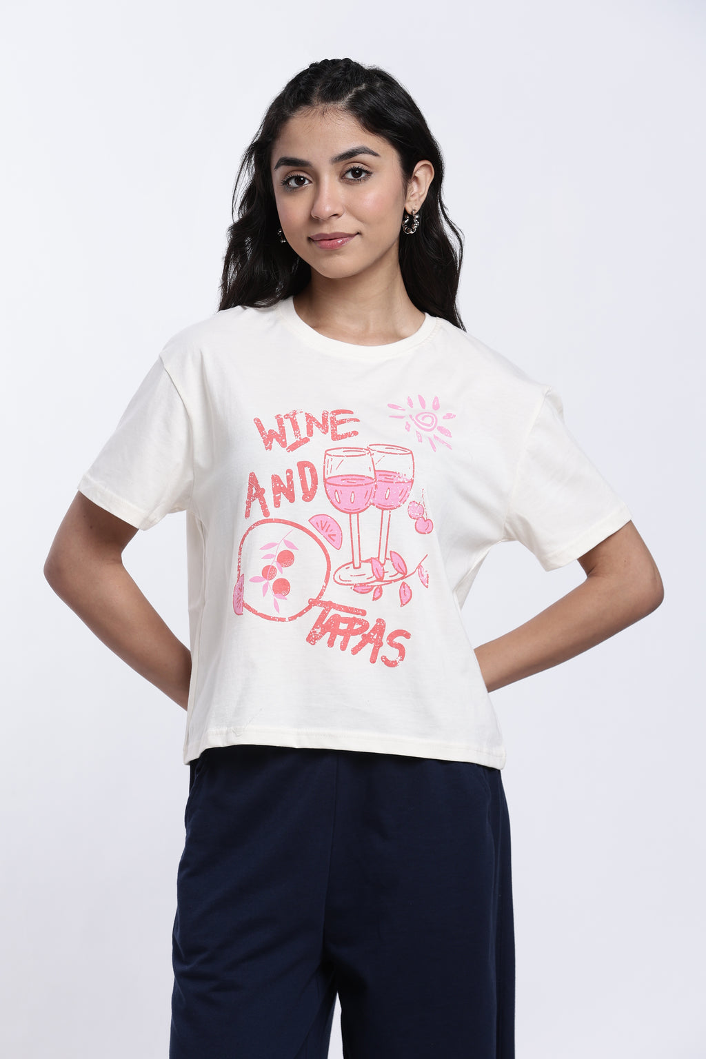 White Graphic Regular Fit T-Shirt for Women - Image 2