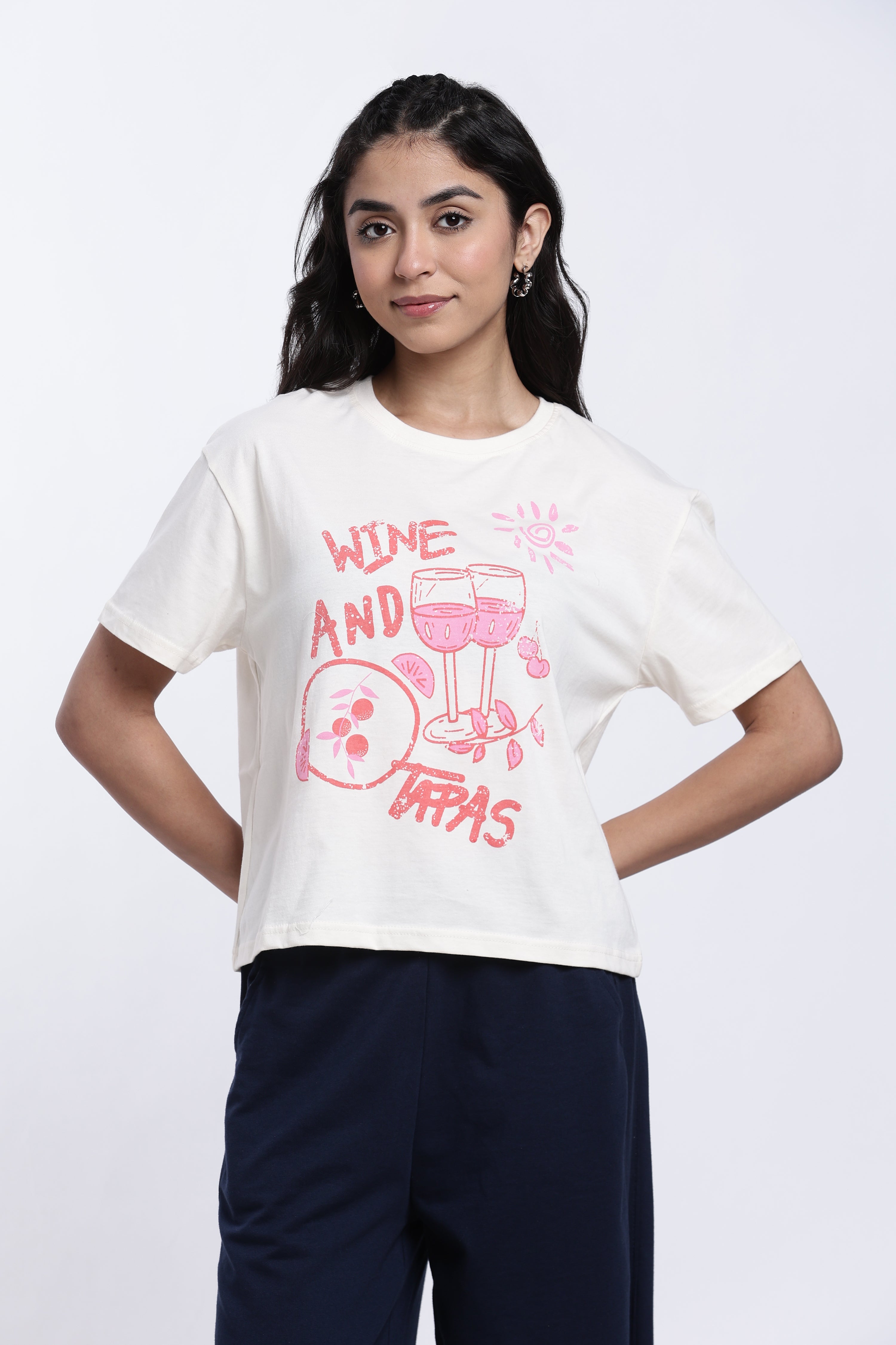 White Graphic Regular Fit T-Shirt for Women - Image 2