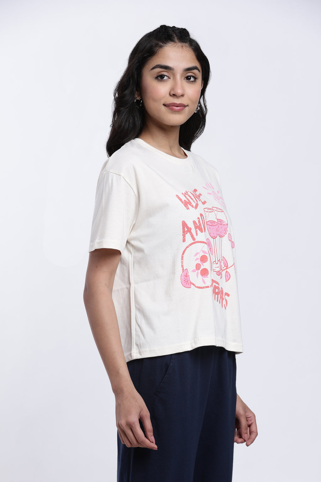 White Graphic Regular Fit T-Shirt for Women - Image 4