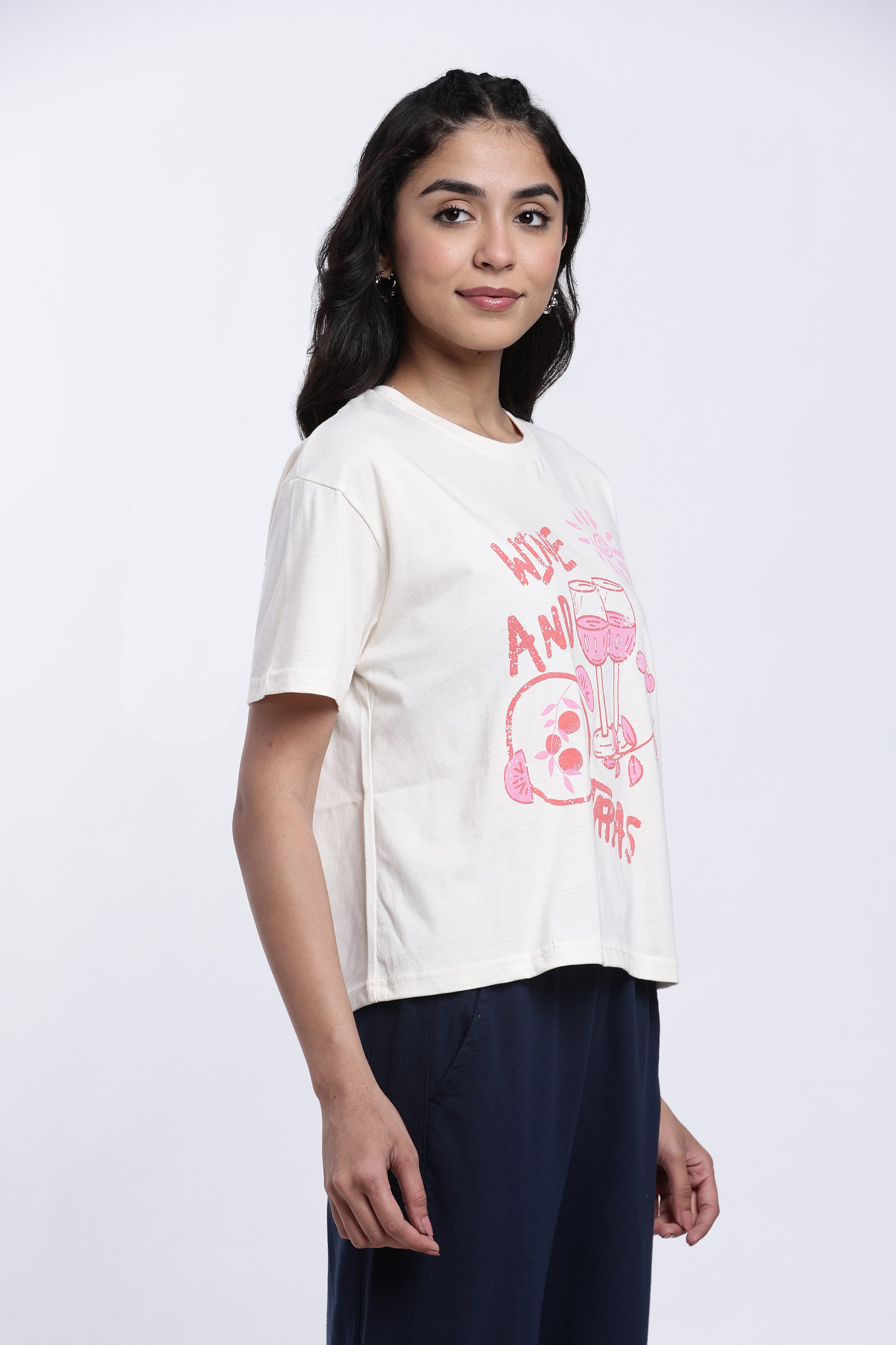 White Graphic Regular Fit T-Shirt for Women - Image 4