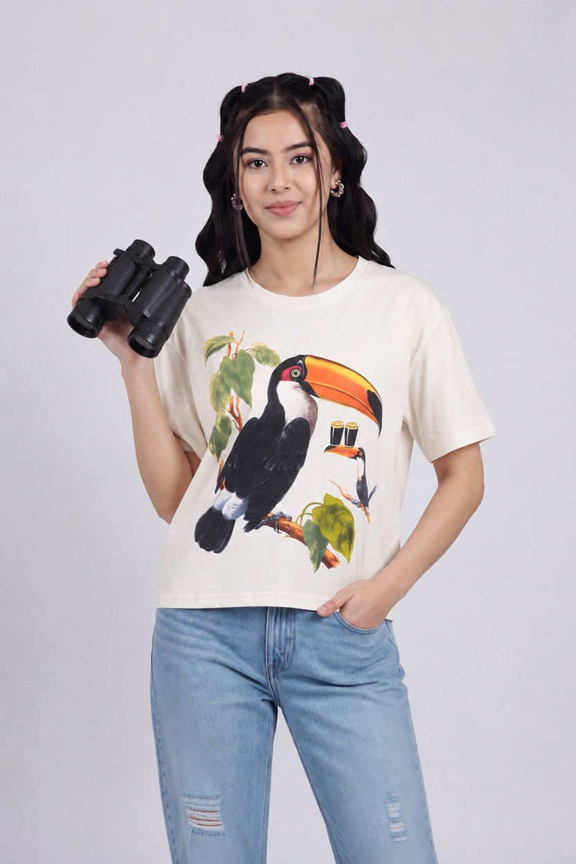 Off White Graphic Printed T-Shirt For Women - Image 1