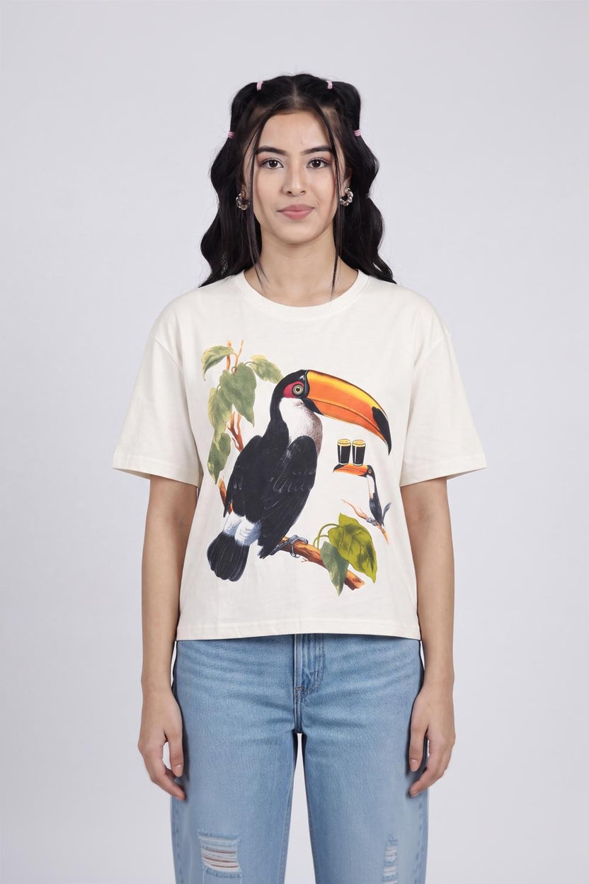 Off White Graphic Printed T-Shirt For Women - Image 2