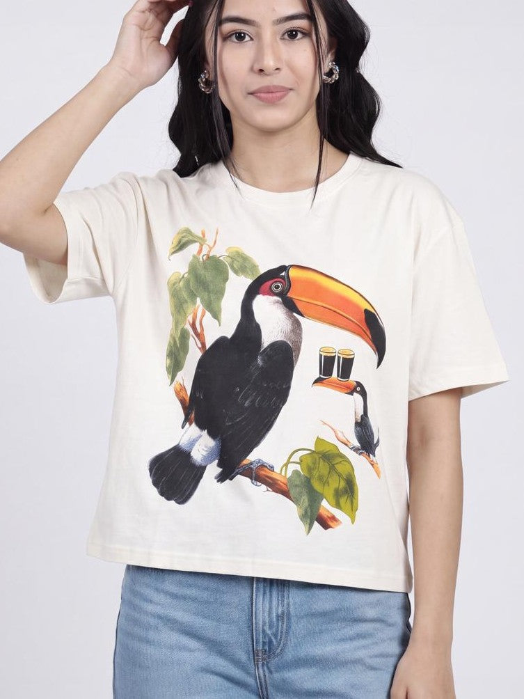 Off White Graphic Printed T-Shirt For Women - Image 3