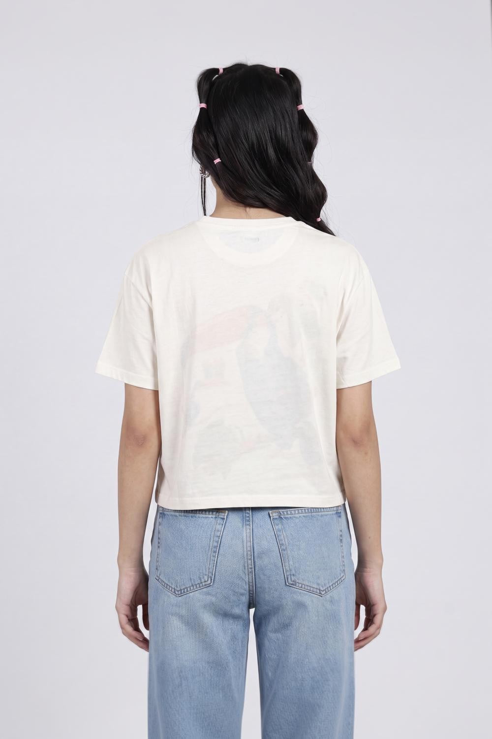 Off White Graphic Printed T-Shirt For Women - Image 5