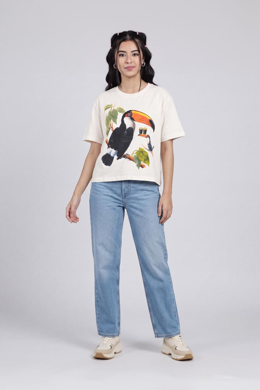Off White Graphic Printed T-Shirt For Women - Image 6