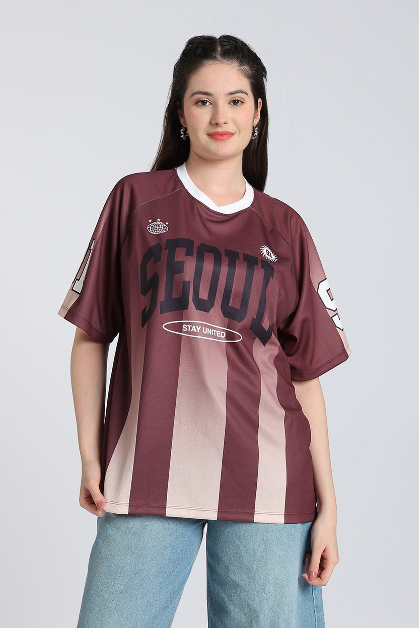 Brown Stripes Boxy Fit T-Shirt for Women - Image 2