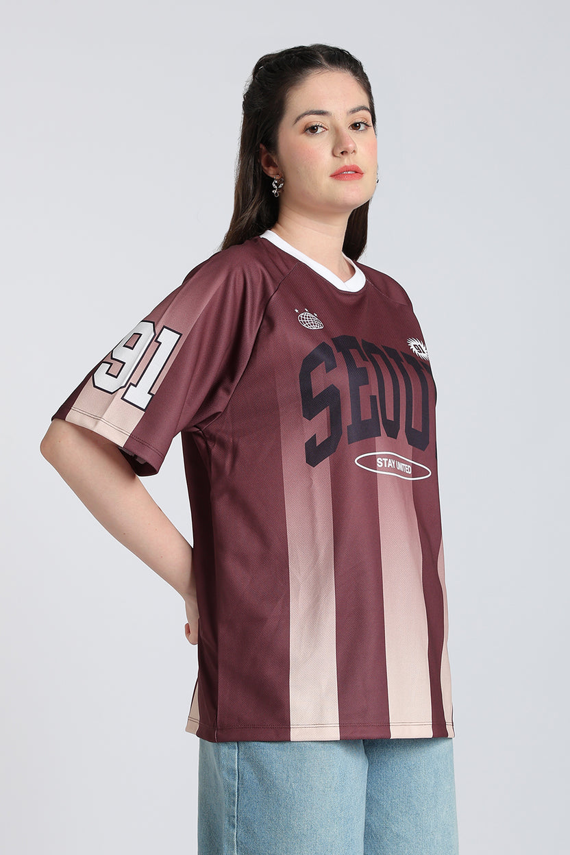 Brown Stripes Boxy Fit T-Shirt for Women - Image 4