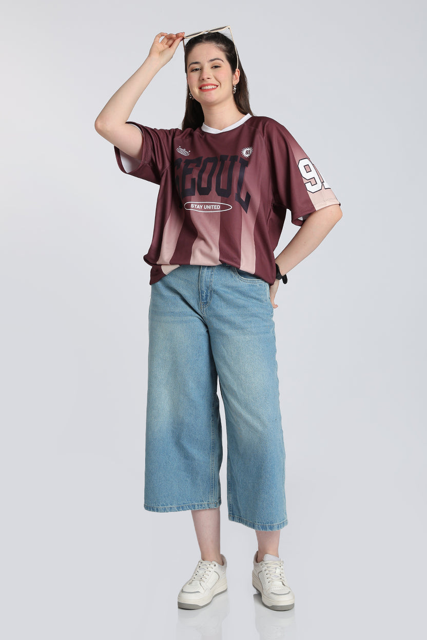 Brown Stripes Boxy Fit T-Shirt for Women - Image 6
