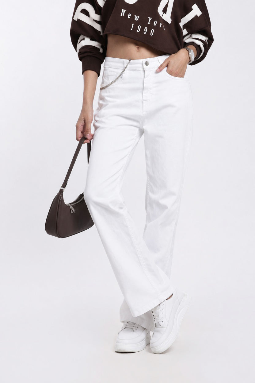 White Bootcut 5 Pocketed Jeans for Women - Image 1