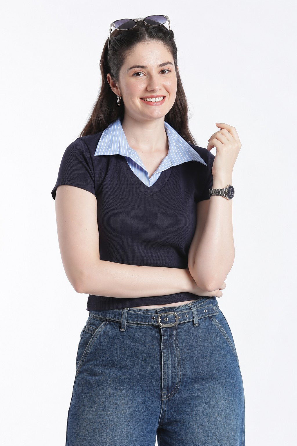 Navy Essential Wear Regular Fit Top For Women - Image 1