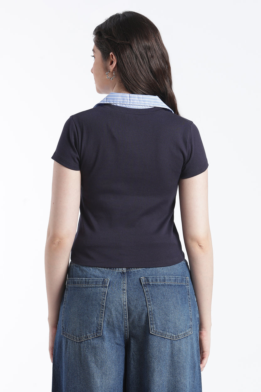Navy Essential Wear Regular Fit Top For Women - Image 5