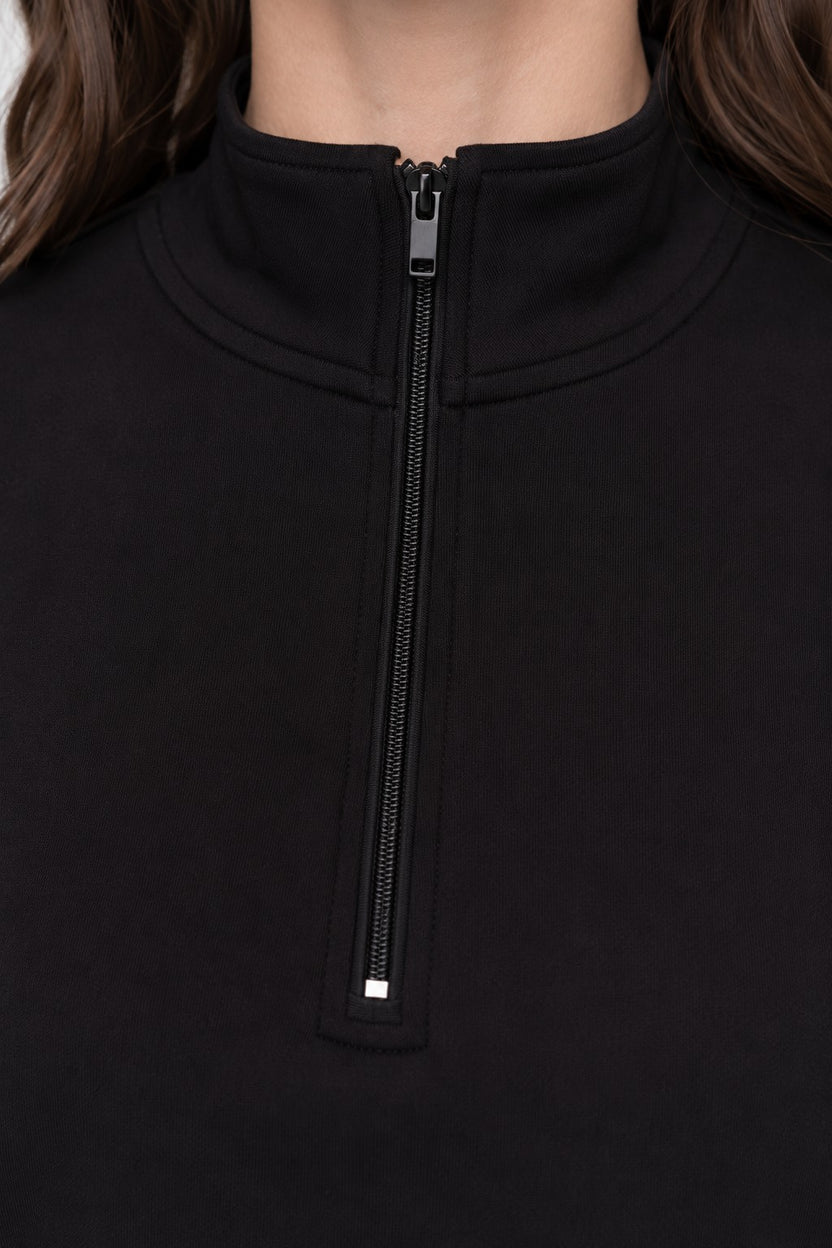 Black Drop Shoulder Sleeves Regular Fit Sweatshirt for Women - Image 3