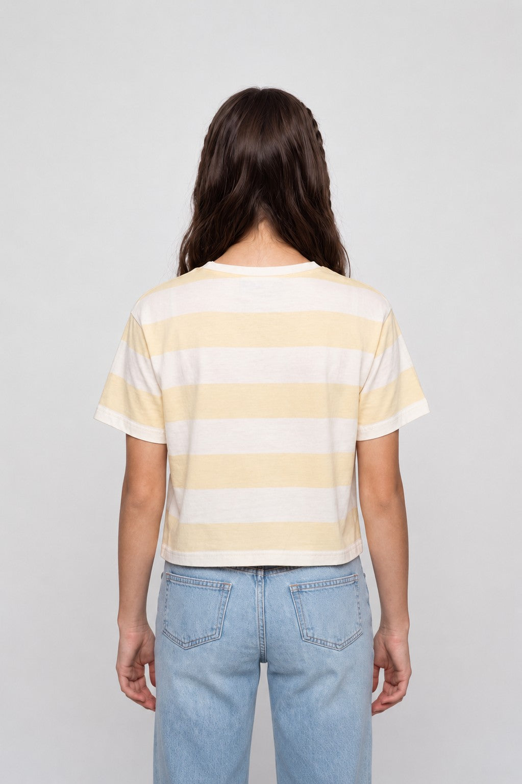 Yellow Striped Cotton Regular Fit T-Shirt for Women - Image 5