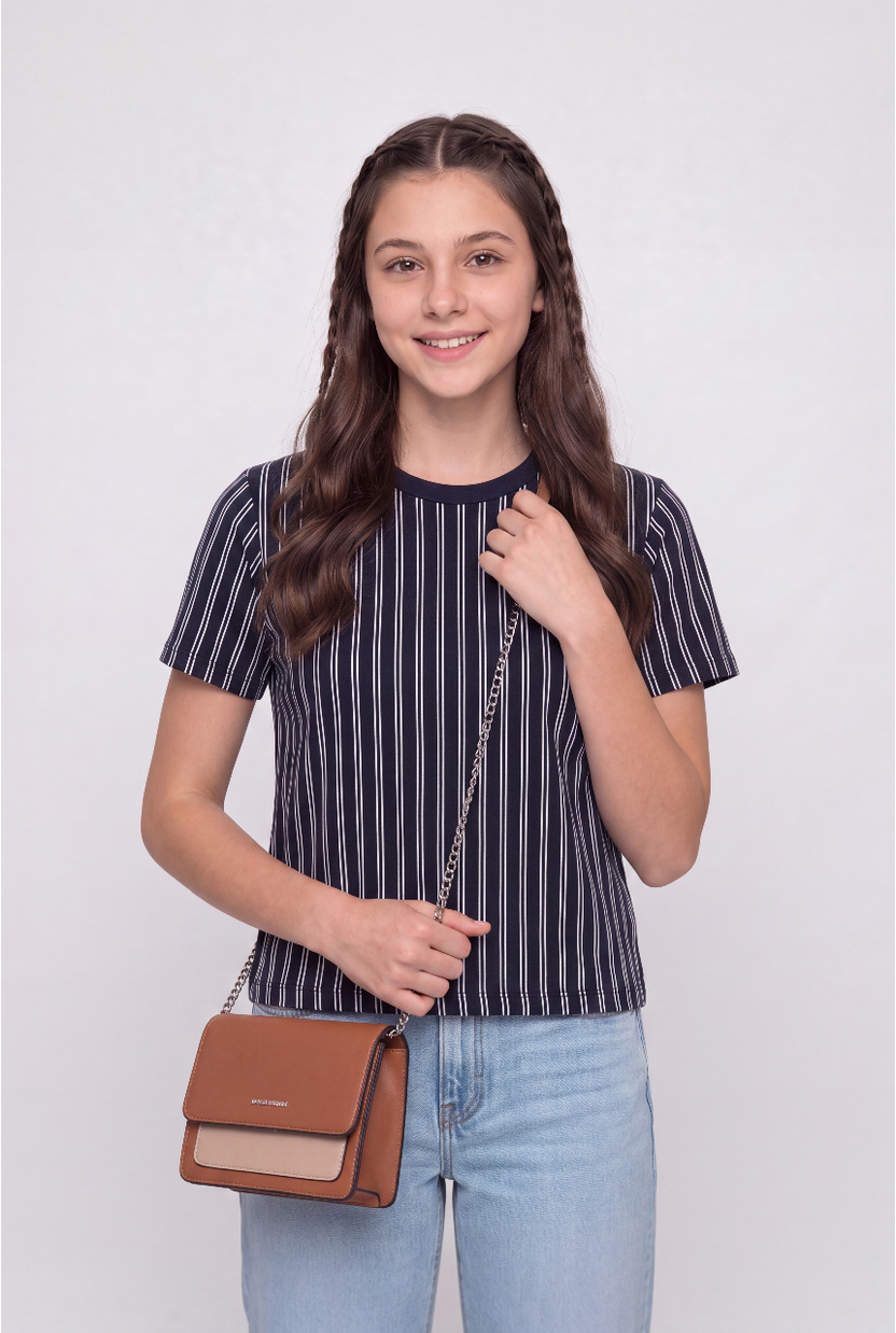 Navy Stripes Cotton Regular Fit T-Shirt for Women - Image 1