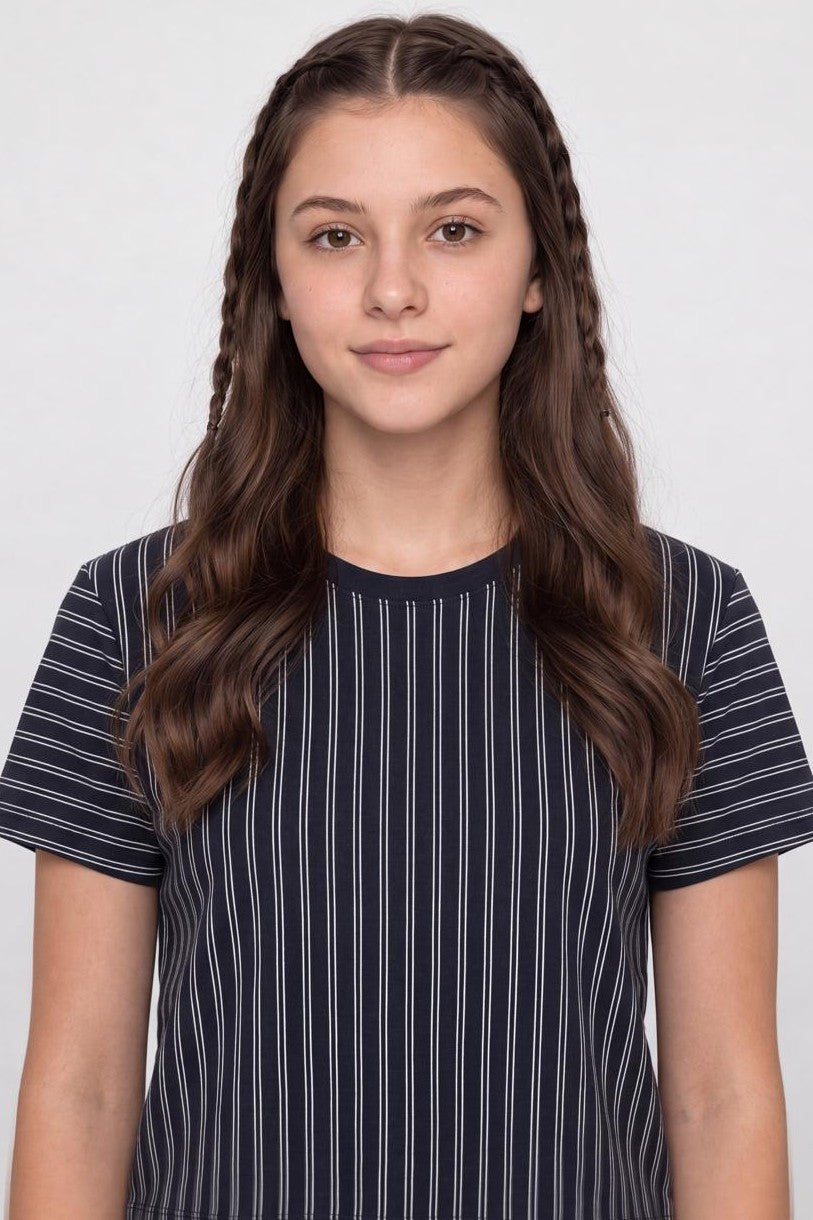 Navy Stripes Cotton Regular Fit T-Shirt for Women - Image 7