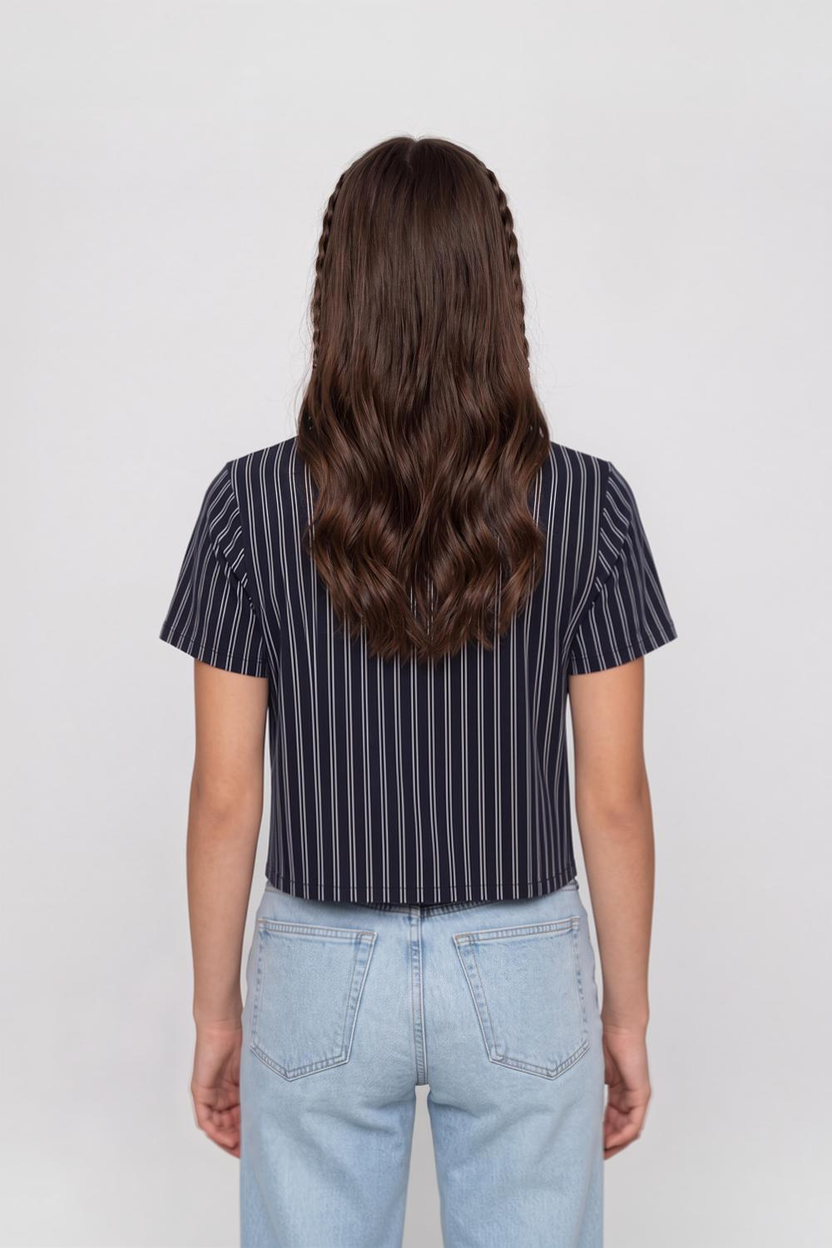 Navy Stripes Cotton Regular Fit T-Shirt for Women - Image 5