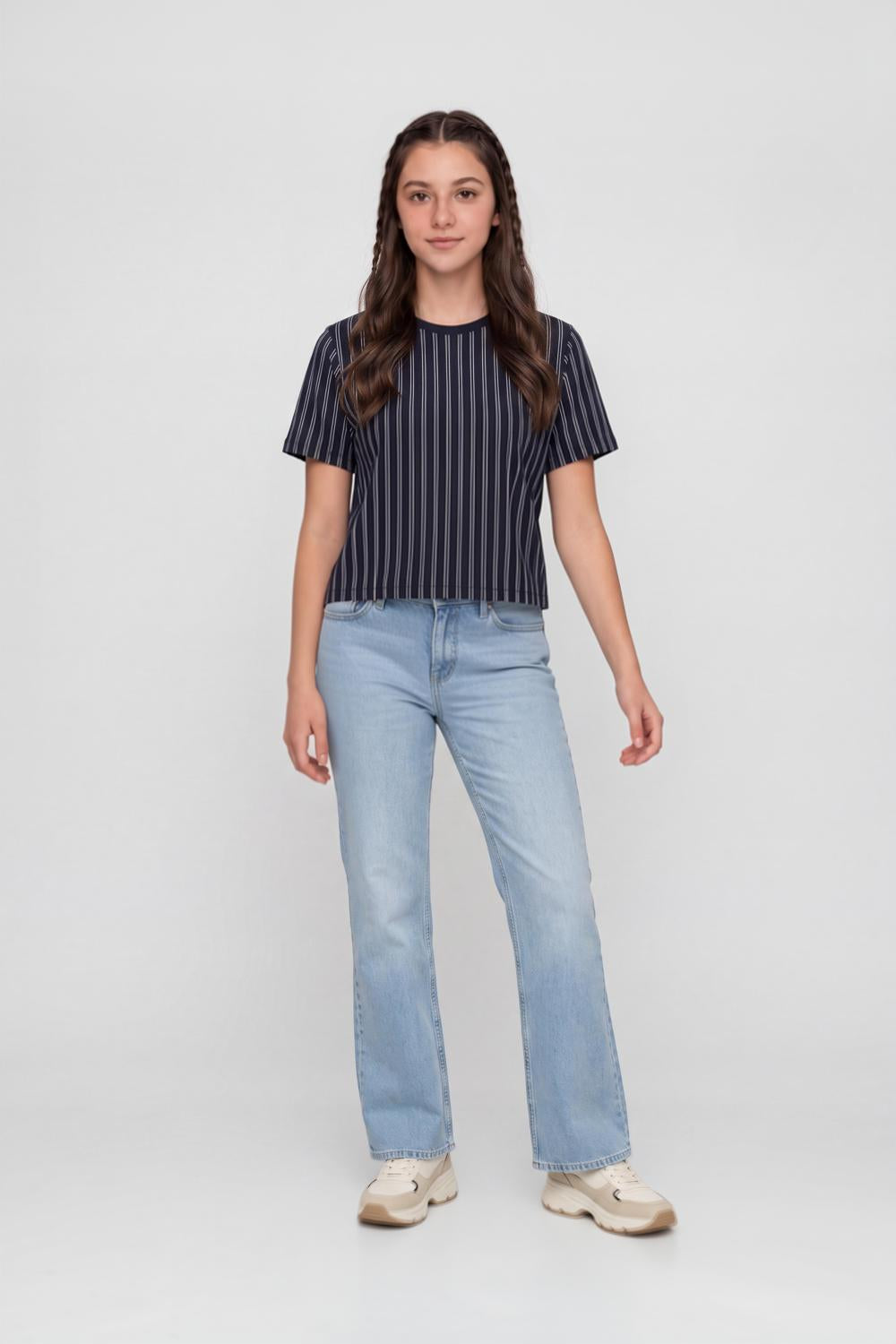 Navy Stripes Cotton Regular Fit T-Shirt for Women - Image 6