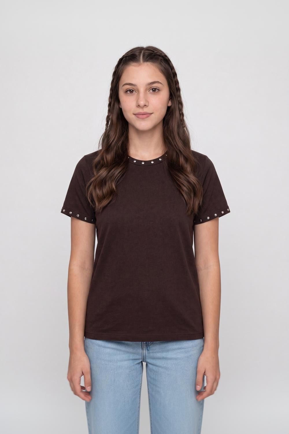 Brown Cotton Regular Fit T-Shirt for Women - Image 2