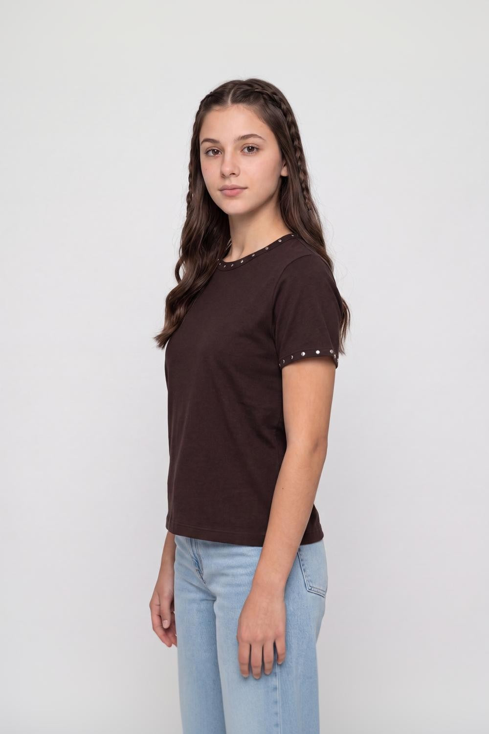 Brown Cotton Regular Fit T-Shirt for Women - Image 4